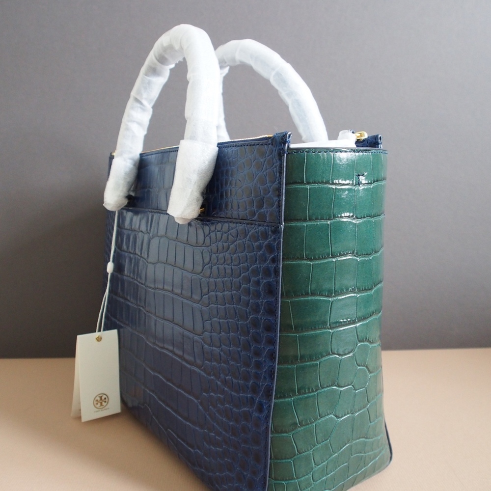Tory Burch Parker Embossed Satchel Handbag Tote - Picture 5 of 8